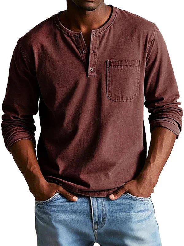 Herren Langarmshirt Bequem Baumwolle Lässig