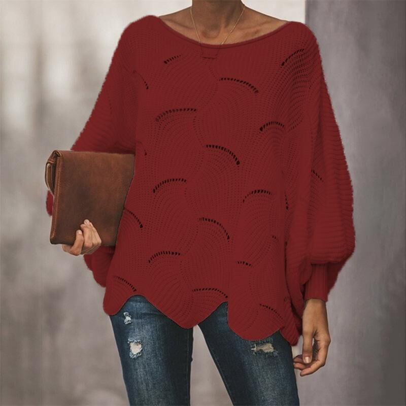 Damen Strickpullover Elegante Langarm