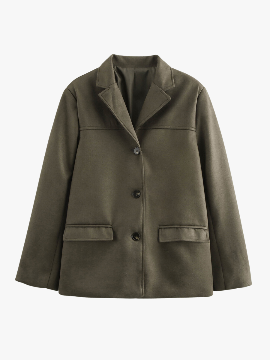 Damen Blazer Wildlederoptik Braun Klassisch