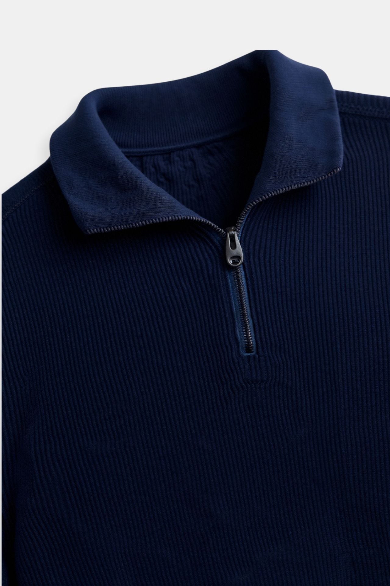 Herren Strickpullover Reißverschluss Kontrastkragen Klassisch