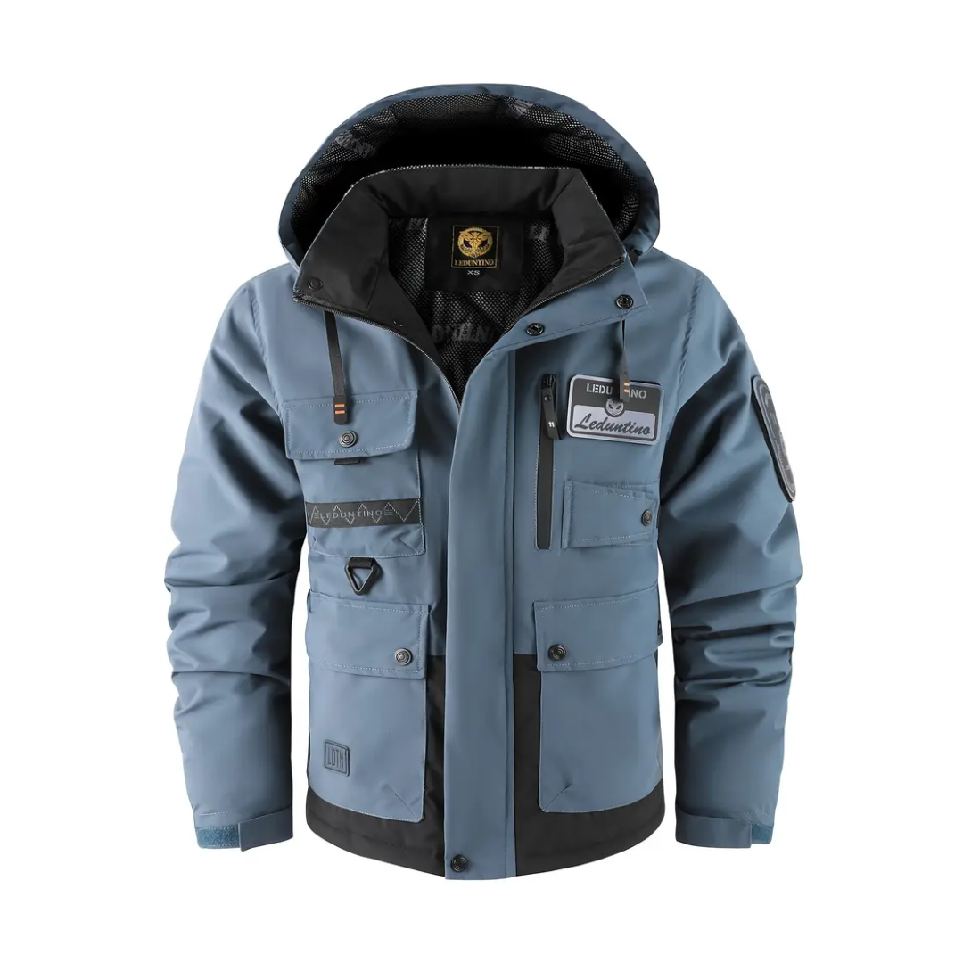 Herren Outdoor-Jacke Warm Gepolstert Abnehmbare Kapuze