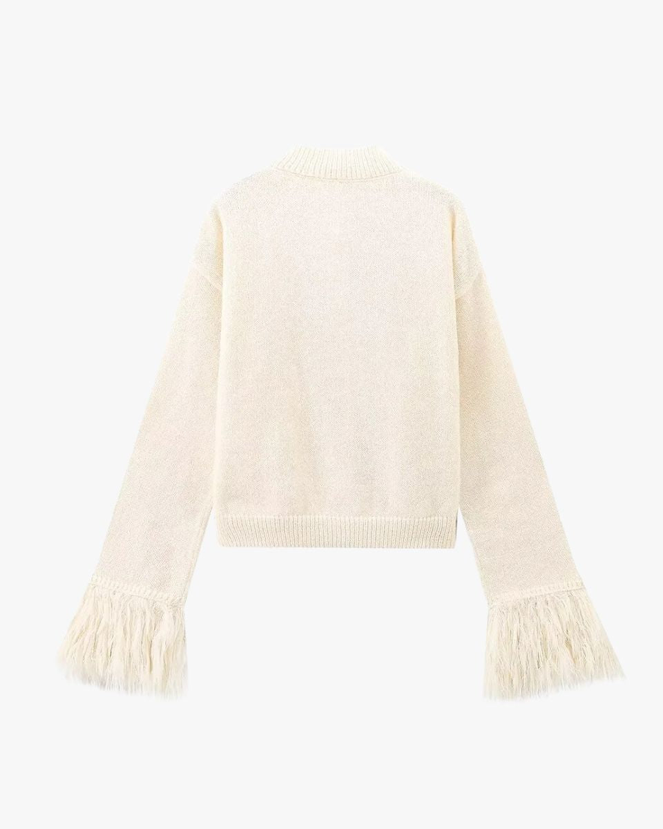 Damen Strickjacke Puffärmel Knöpfe