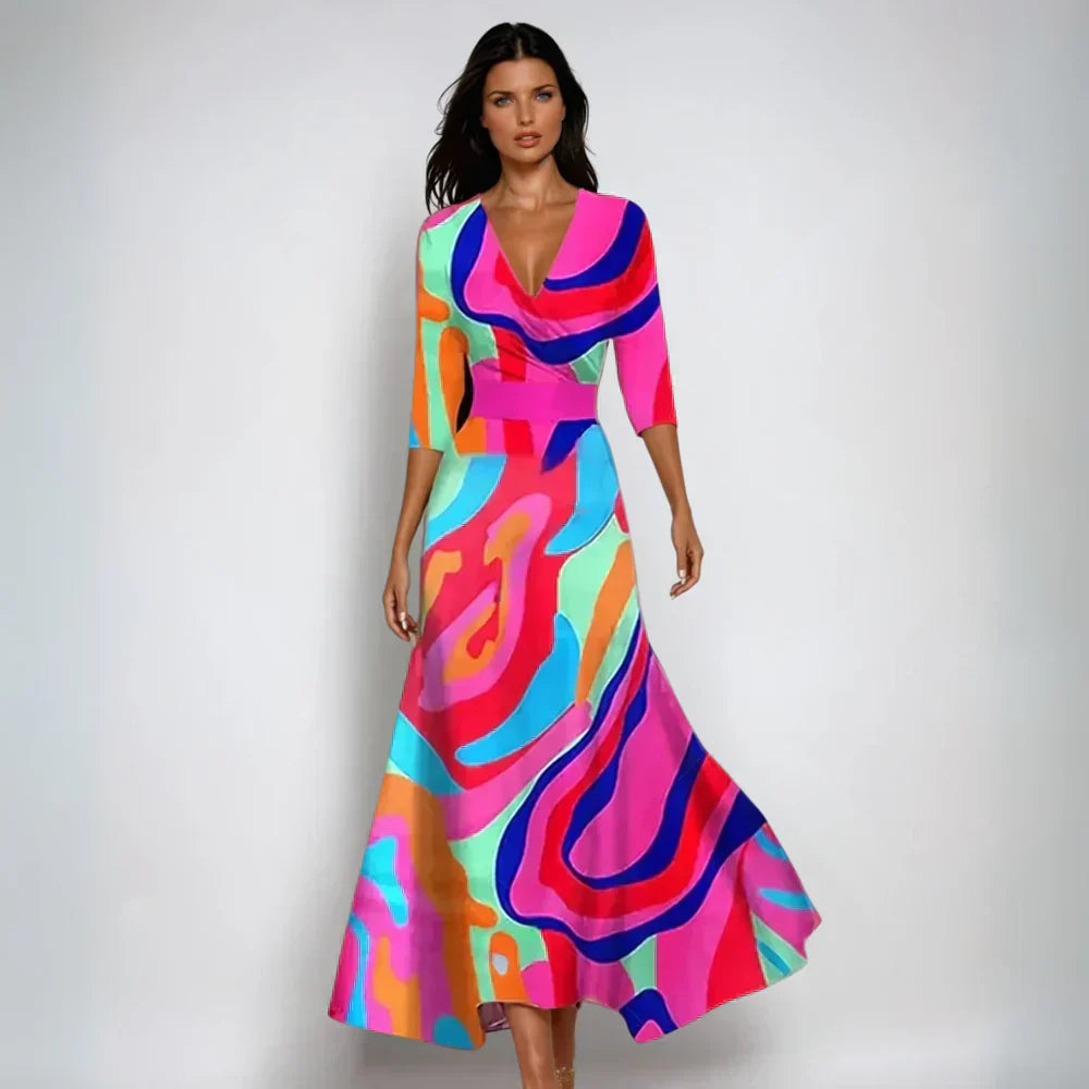 Damen Wickelkleid Blumenmuster Leicht Sommerkleid