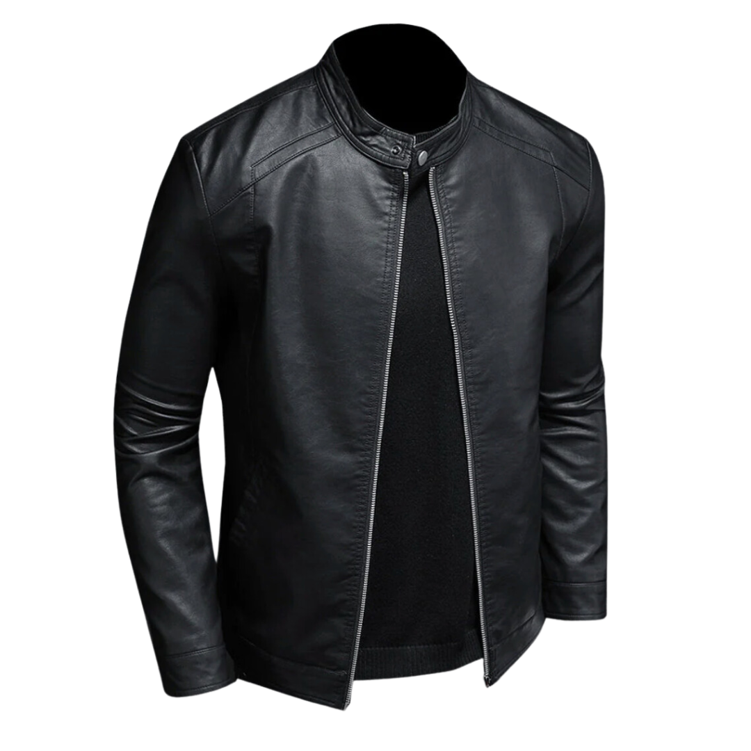 Herren Lederjacke Biker Ledermantel