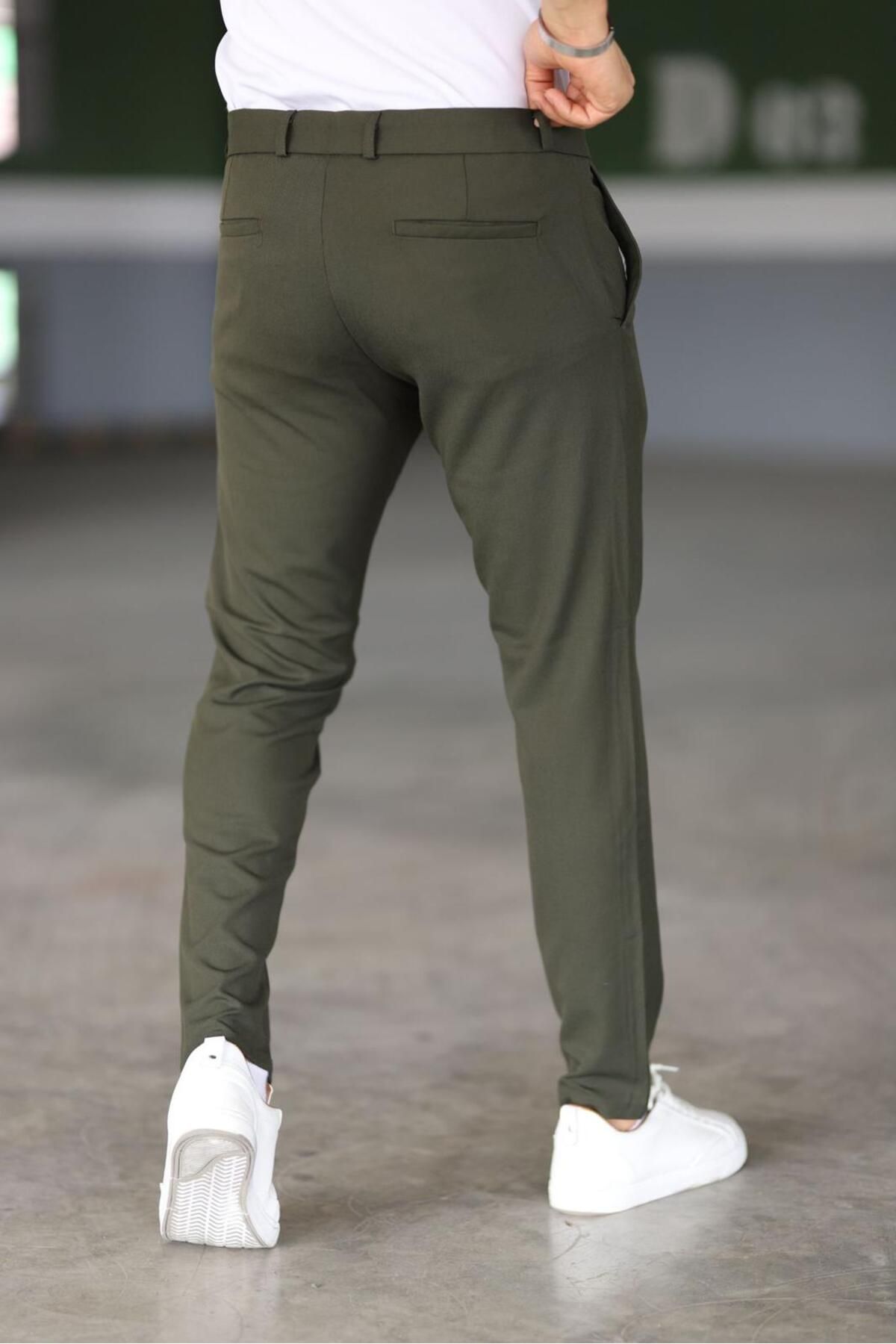 Herren Slim Fit Chinos Hose Dunkelgrün