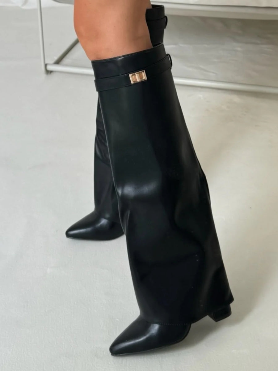 Damen Stiefel Suede Elegant Gold