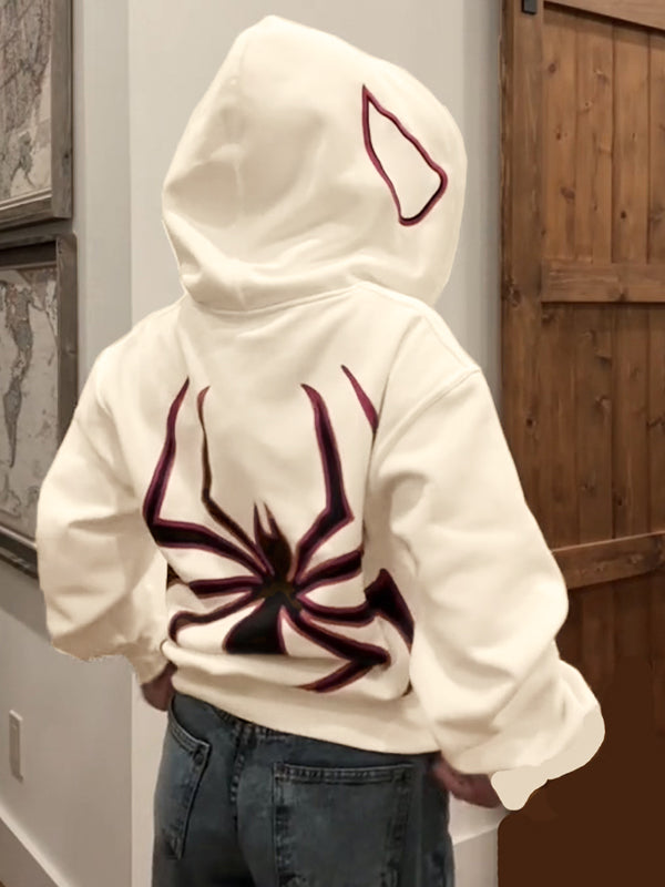 Spinnen Hoodie Reißverschluss Glitzernd