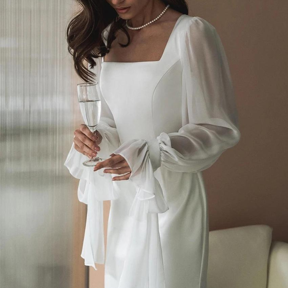 Damen Kleid Schulterfrei Lang für Hochzeitsgäste