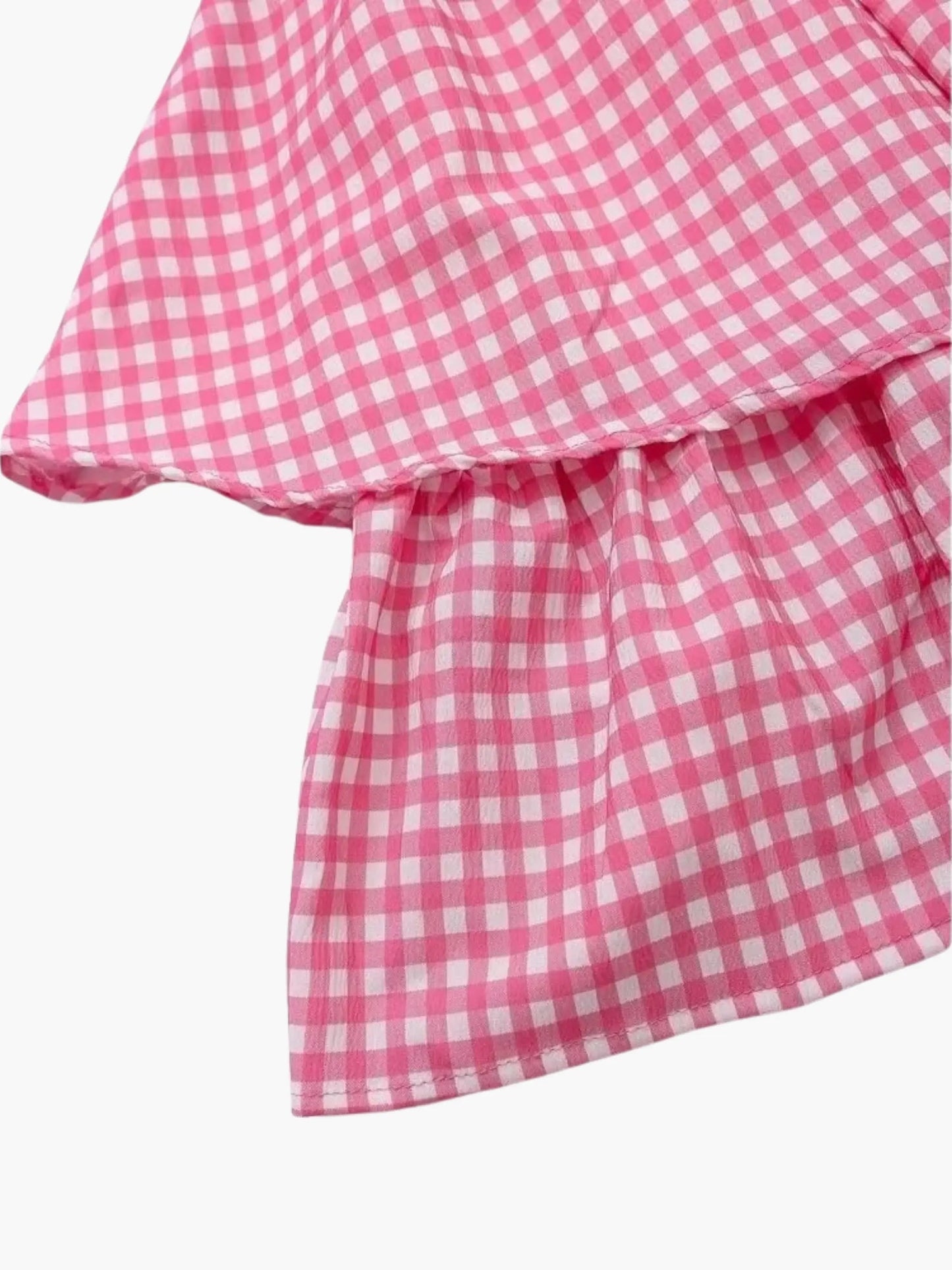 Rosa Kariertes Damenkleid Elegant Sommerkleid
