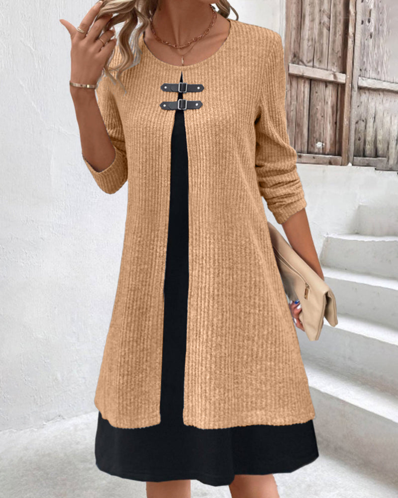 Elegantes Damen Rippenkleid Langärmlig