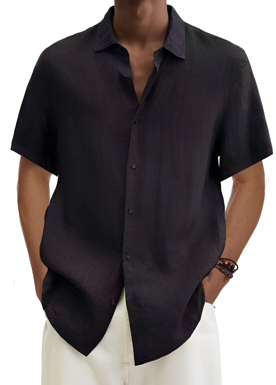 Herren-Hemd Lässig Baumwolle Relaxed Fit