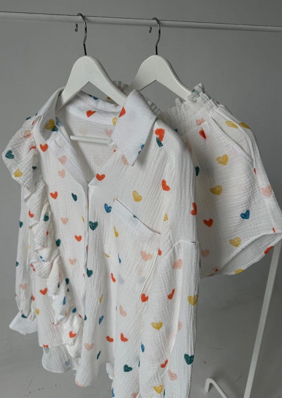 Herz-Print Damen Zweiteiler Sommeroutfit
