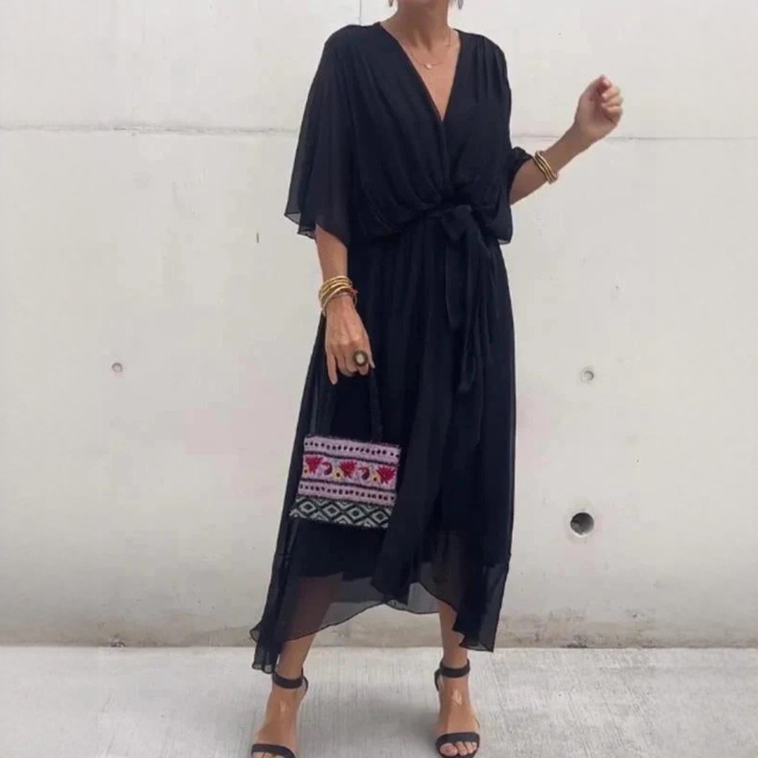 Damen V-Ausschnitt Kleid Elegantes Design