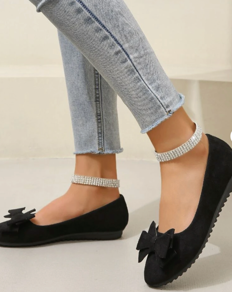 Damen Ballerinas Schleife Bequem Elegant