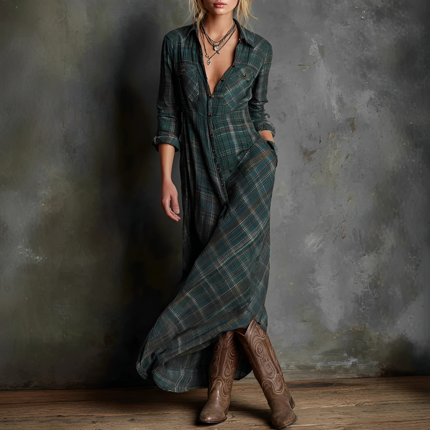 Damen Sommerkleid Kariert Leicht Modern