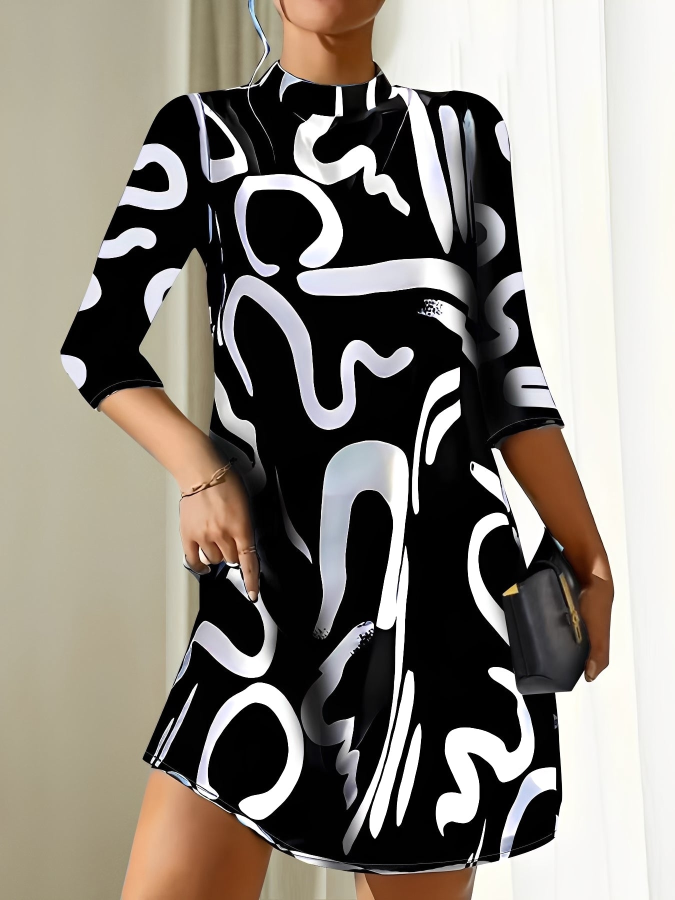 Damen Abendkleid Bedruckt Elegantes Kleid