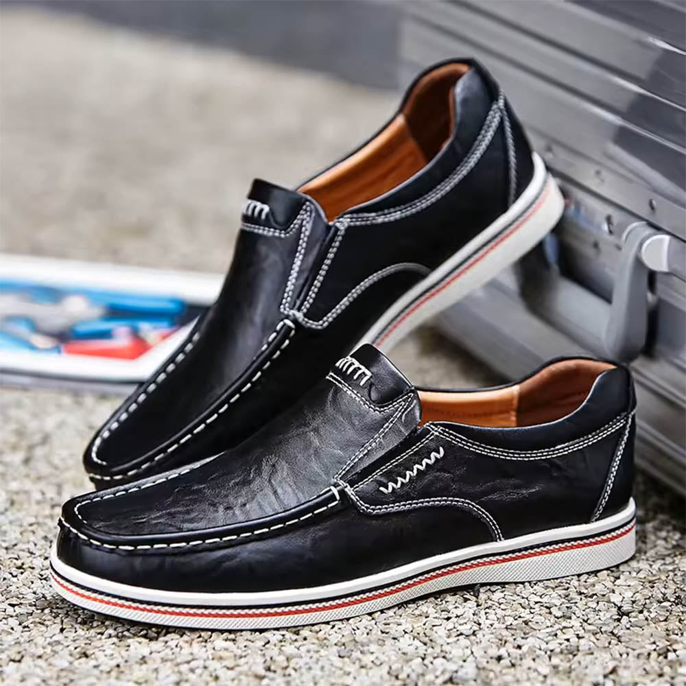 Herren Mokassin Loafers Braun Leder