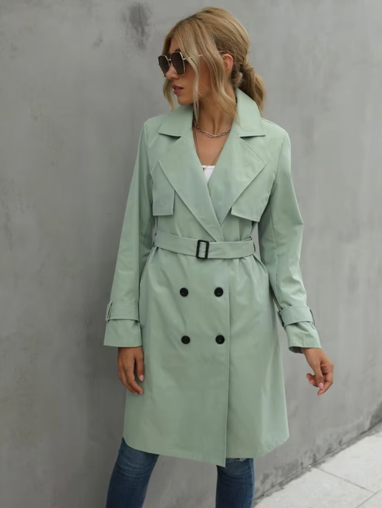 Damen Trenchcoat Doppelreihig Klassisch