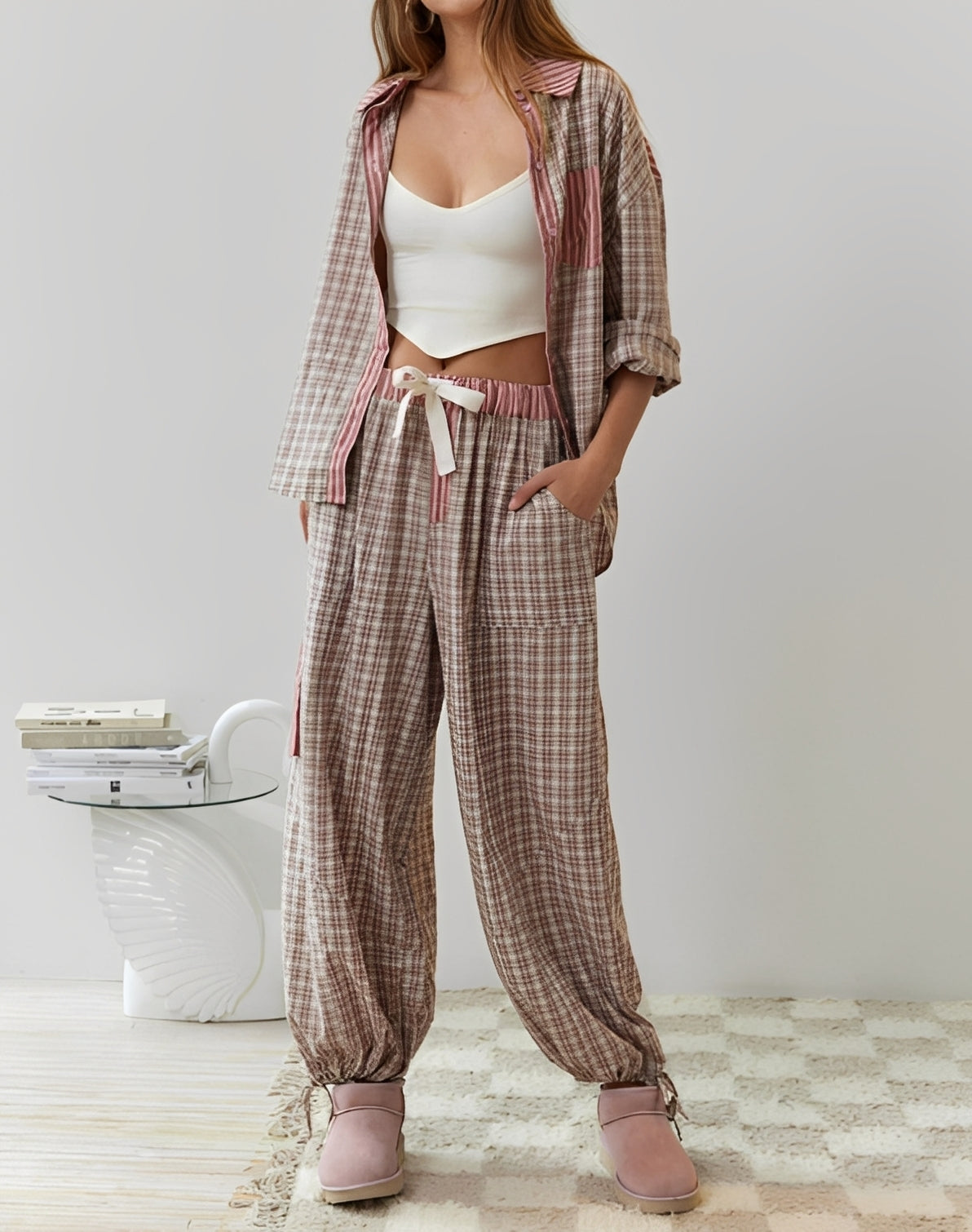 Damen Pyjama Set Baumwolle Bequem