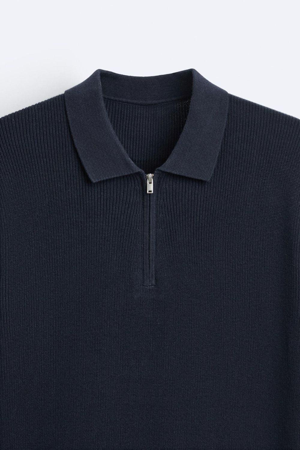 Herren Strickpolo Reißverschluss Elegantes Design