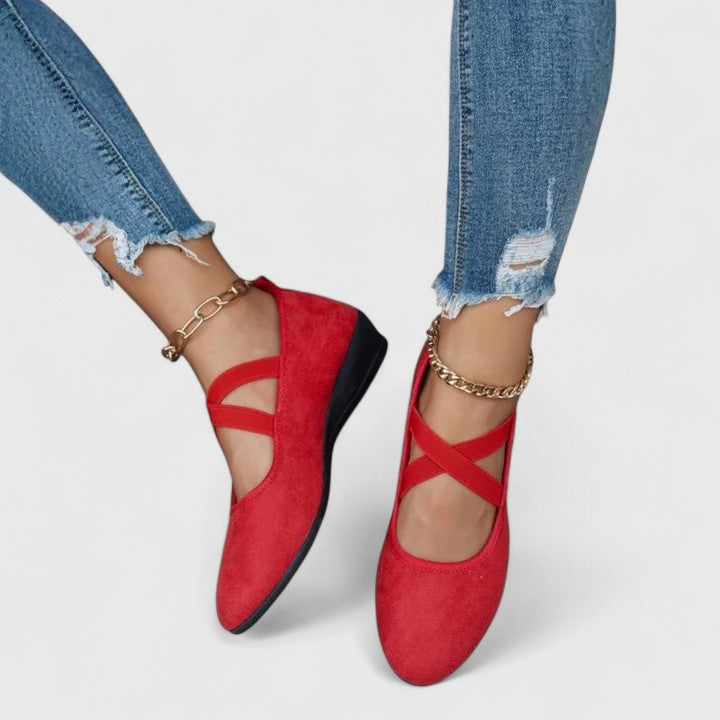 Damen Flats Rundzehen Keilabsatz Schuhe