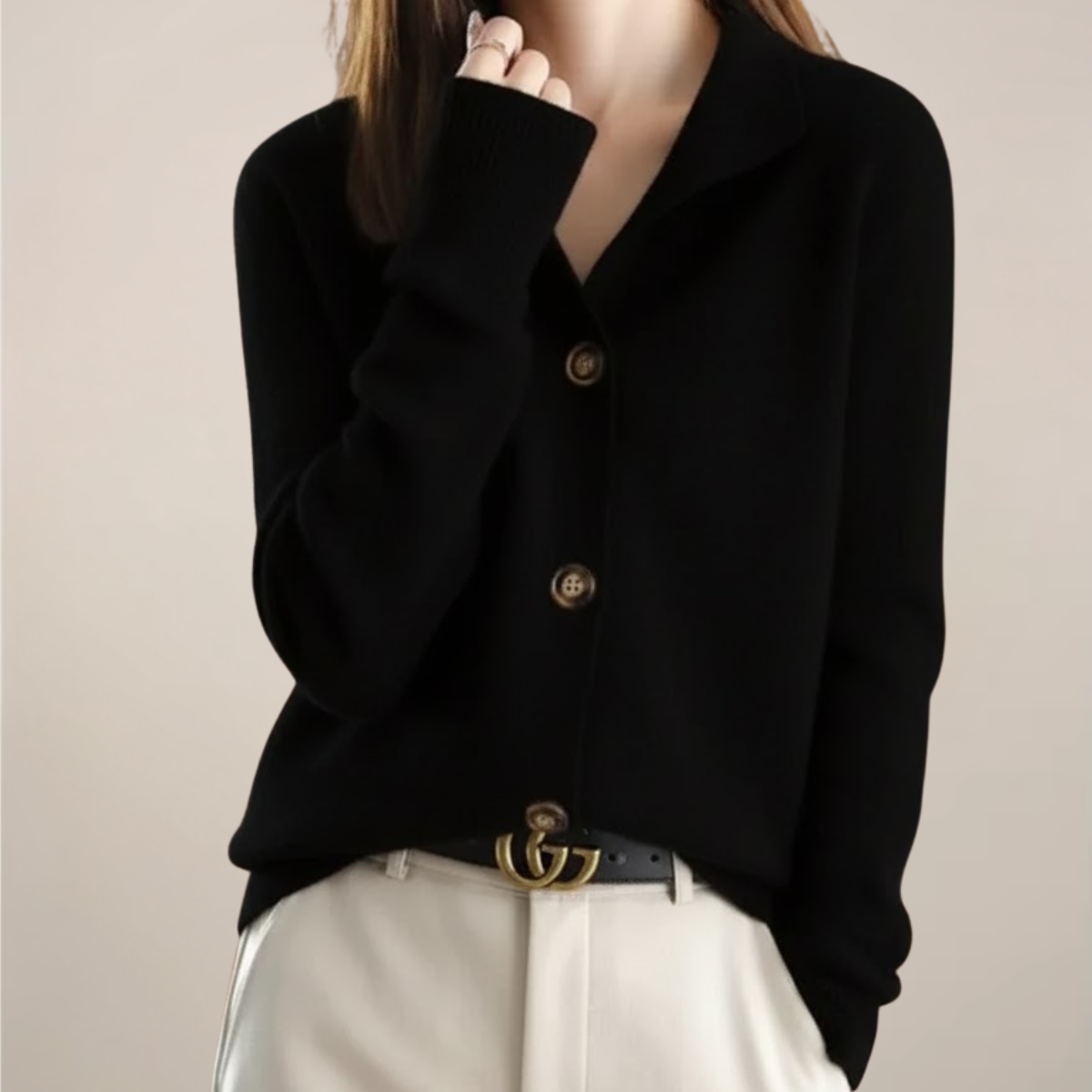 Damen Cardigan mit Kragen und Knöpfen Modern