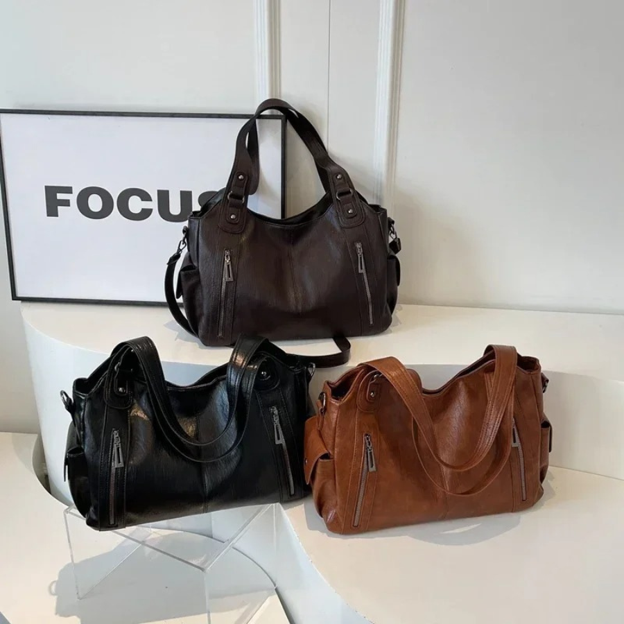 Vegane Damen Schultertasche Crossbody Braun