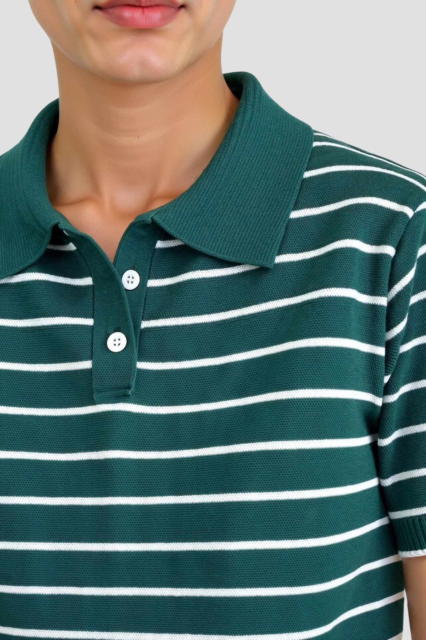 Herren Polo-Shirt Streifen Dunkelgrün