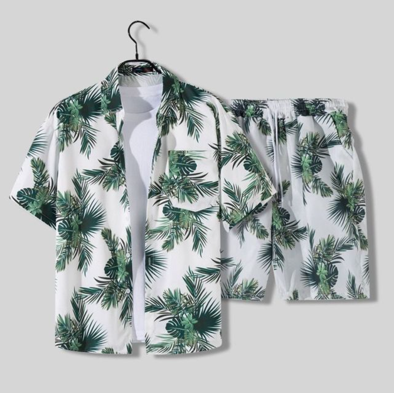 Herren Hawai Hemd Set Casual Leicht Freizeit