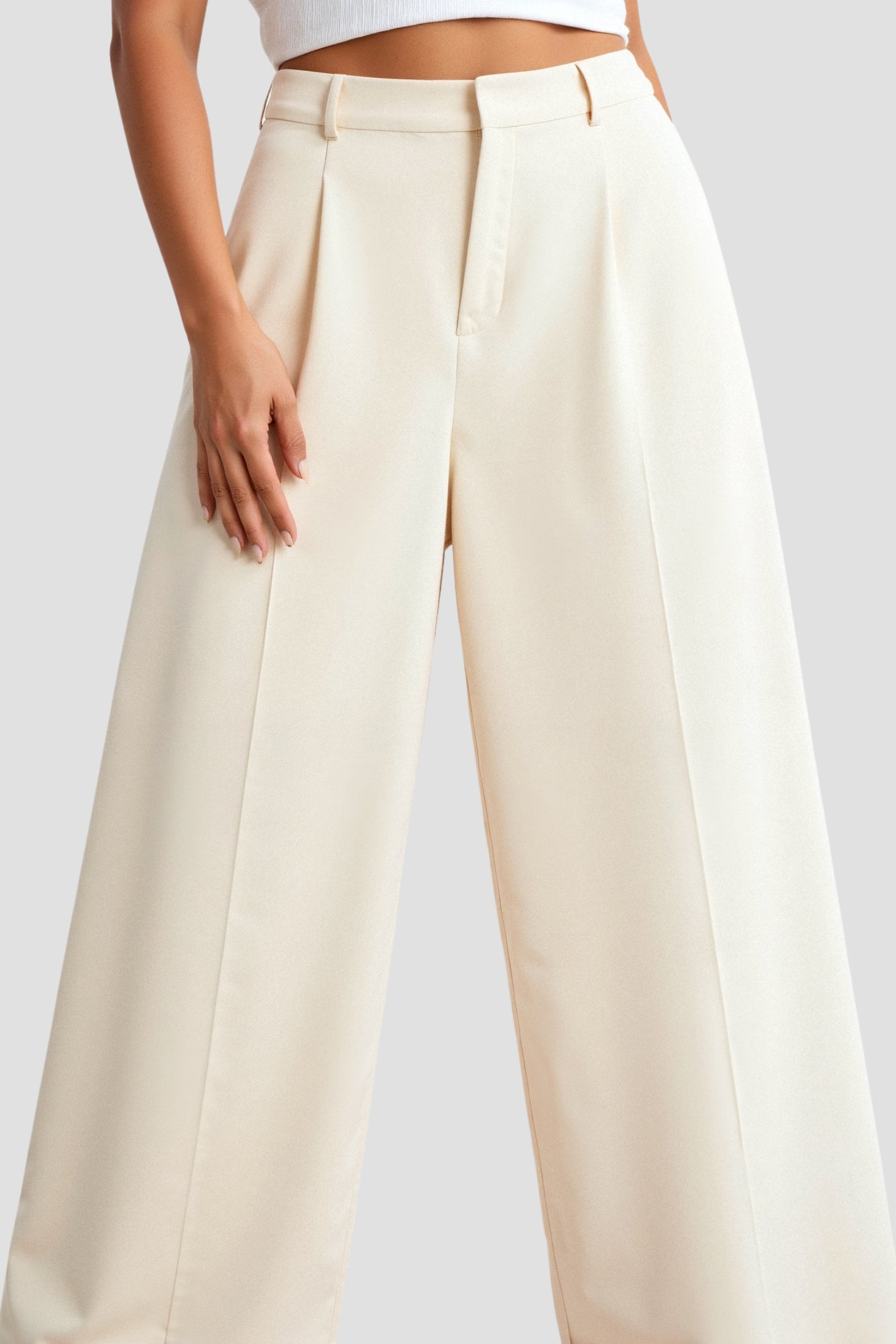 Damen Hose Weit Bequem mit Bundfalten