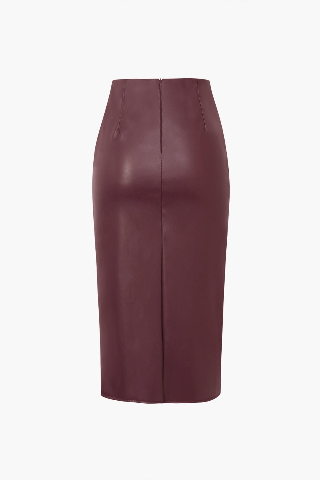 Damen Midirock Asymmetrisch Wickelrock Kunstleder