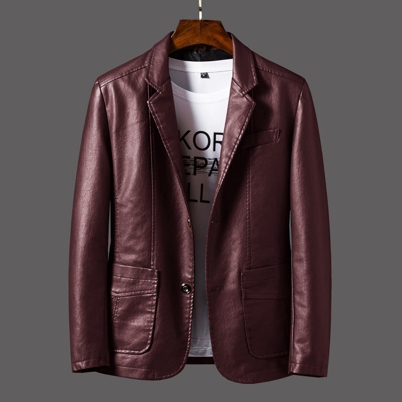 Herren Ledermantel Elegante Lederjacke Mit Reißverschluss