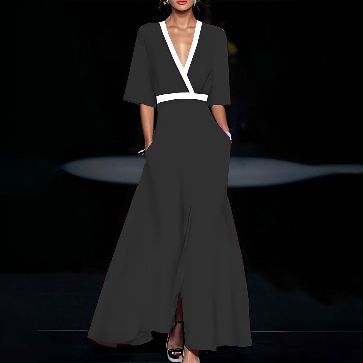 Damen Kurzarmkleid Sommer Stilvoll Elegant