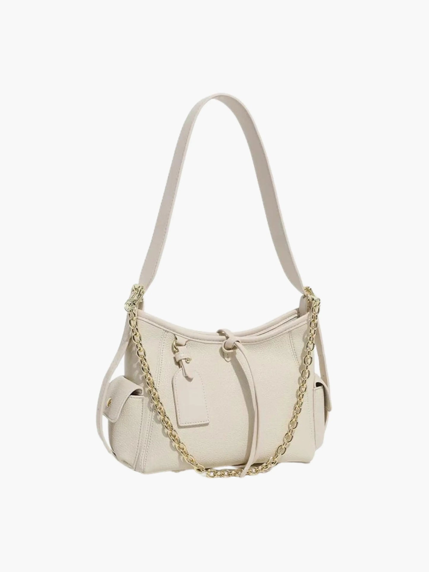Leder Schultertasche Echtleder mit Kettenakzent