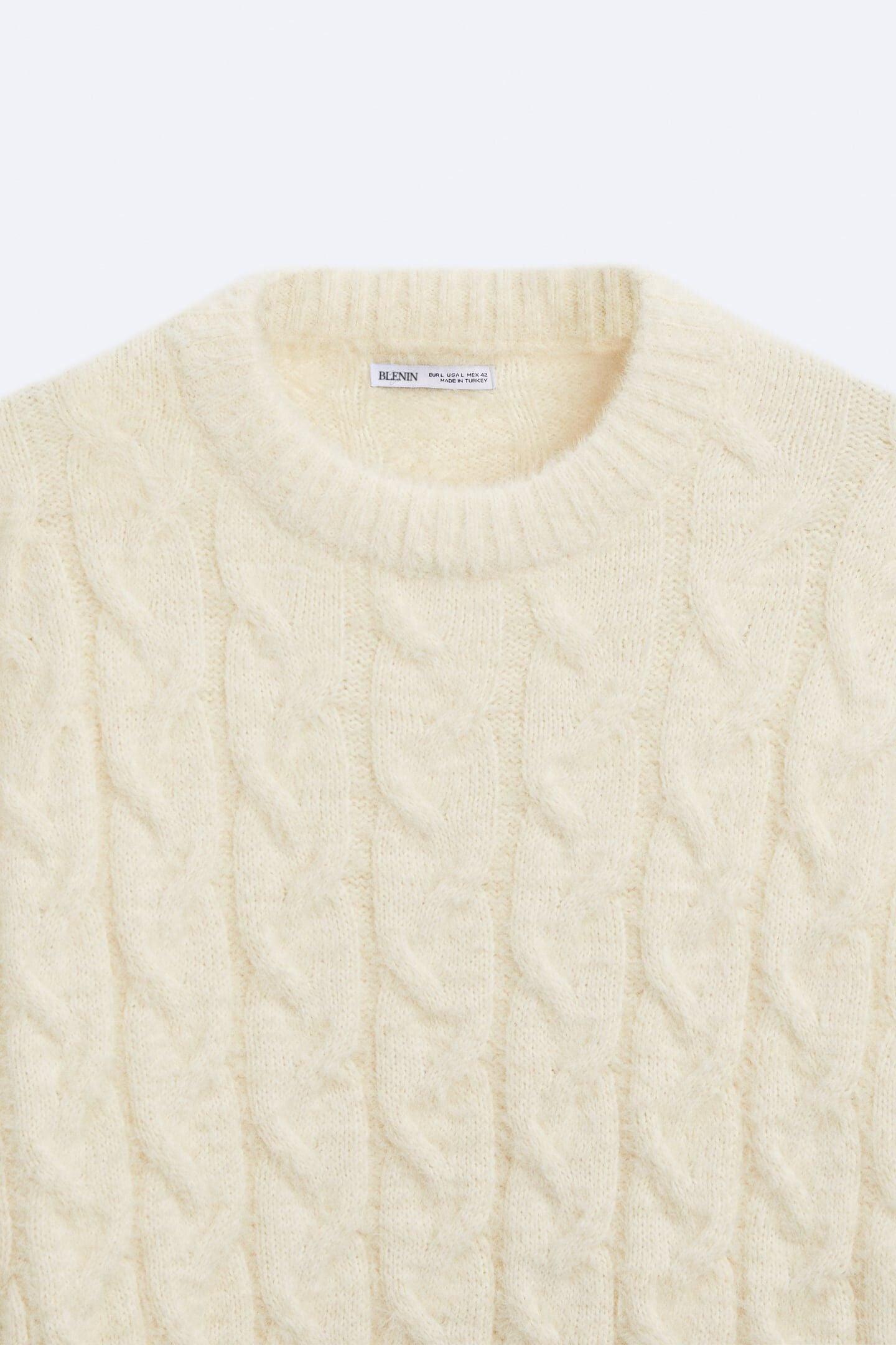 Damen Zopfstrick Pullover Elegantes Design Zeitlos