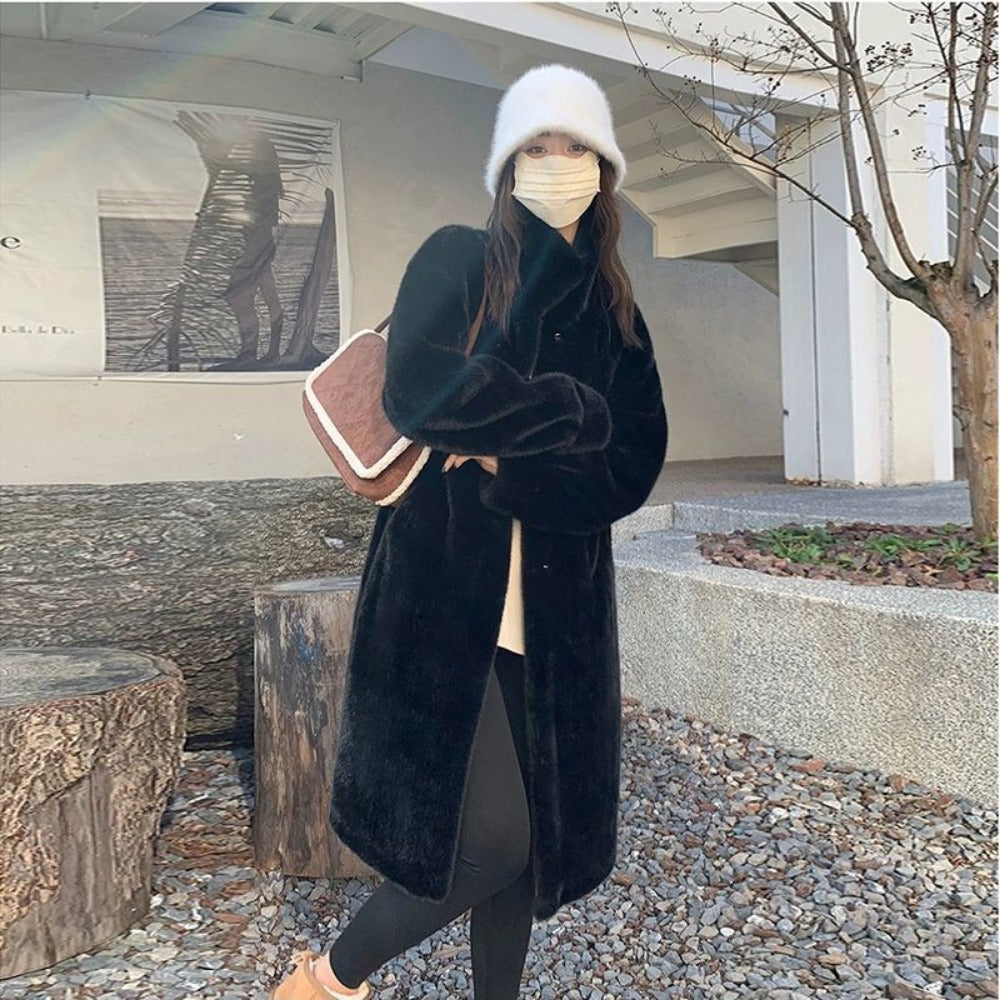 Damen Kunstfelljacke Glamour Winter