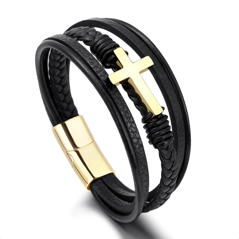 Edelstahl Herren Armband Kreuz Schmuck Modern