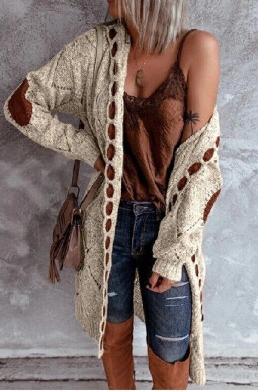 Damen Langstrickcardigan Elegantes Design