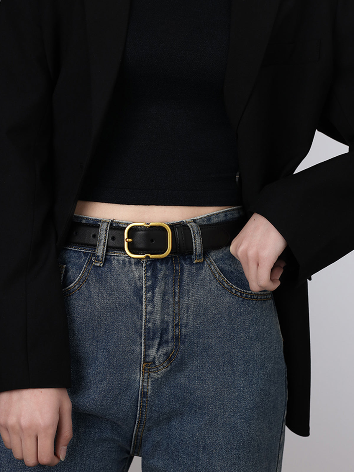 Damen Gürtel Minimalistisch Goldene Schnalle