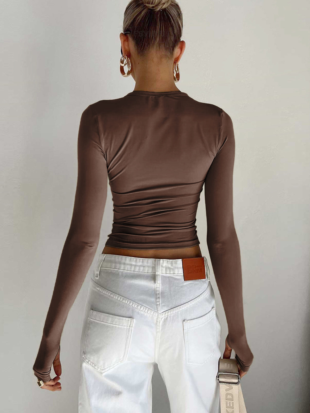 Damen Langarm Crop Sommer Oberteil