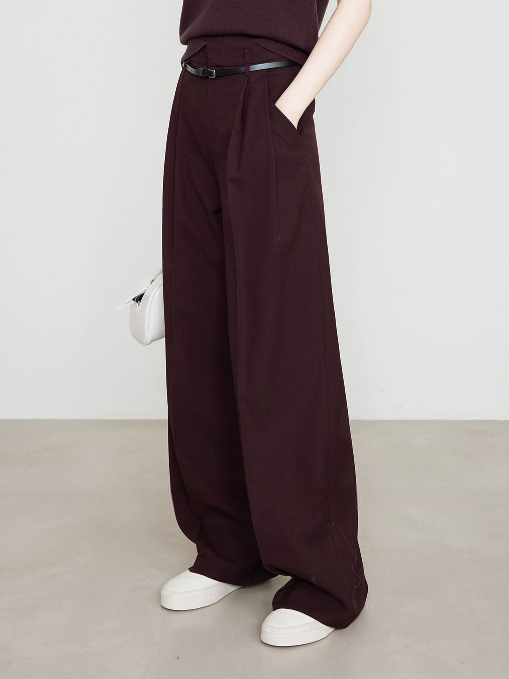 Damen Chino Hosen Bequem Bordeaux