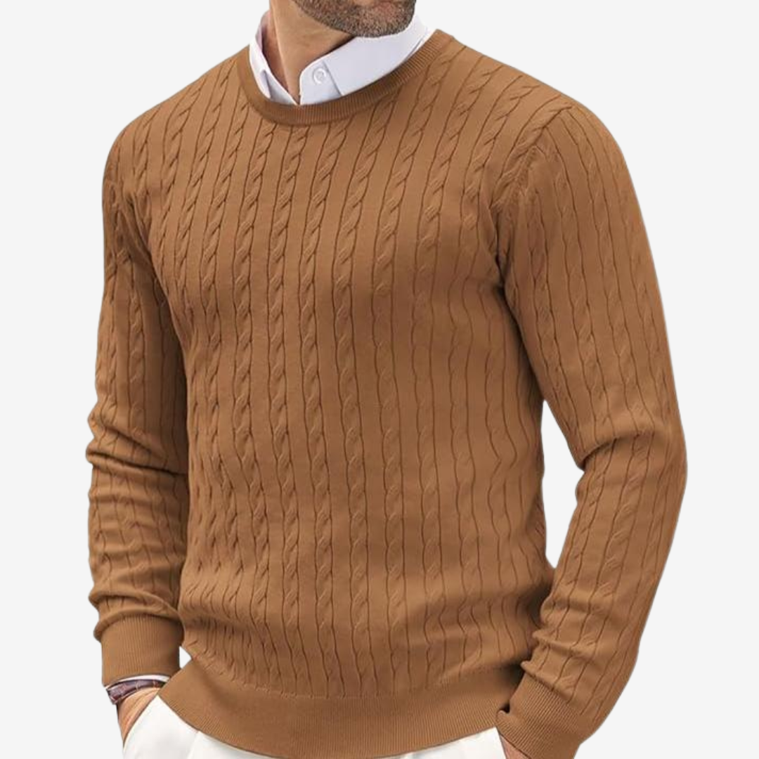 Herren Strickpullover Rundhals Zopfmuster Modern