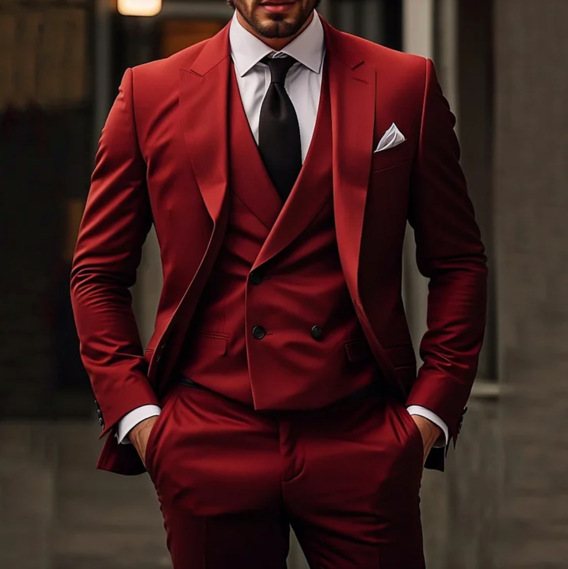 Herren 3-teilig Anzug Sakko Weste Hose Elegant