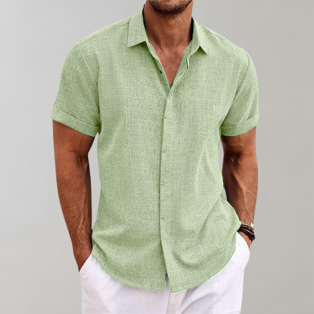 Herren Sommerhemd Kurzarm Relaxed Fit Leinen