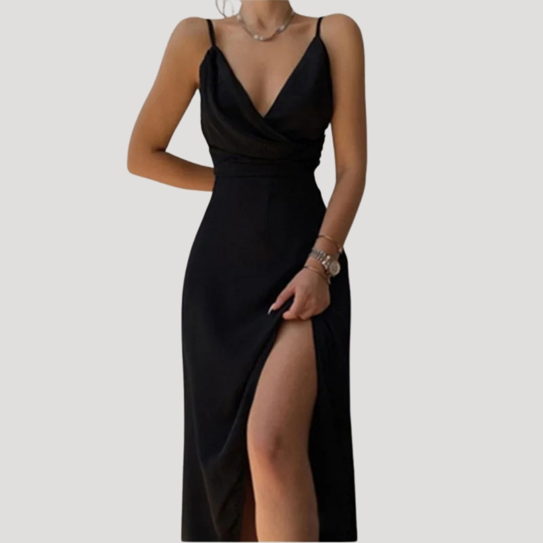 Damen Maxikleid Hochzeitsgastkleid mit Schlitz Elegant