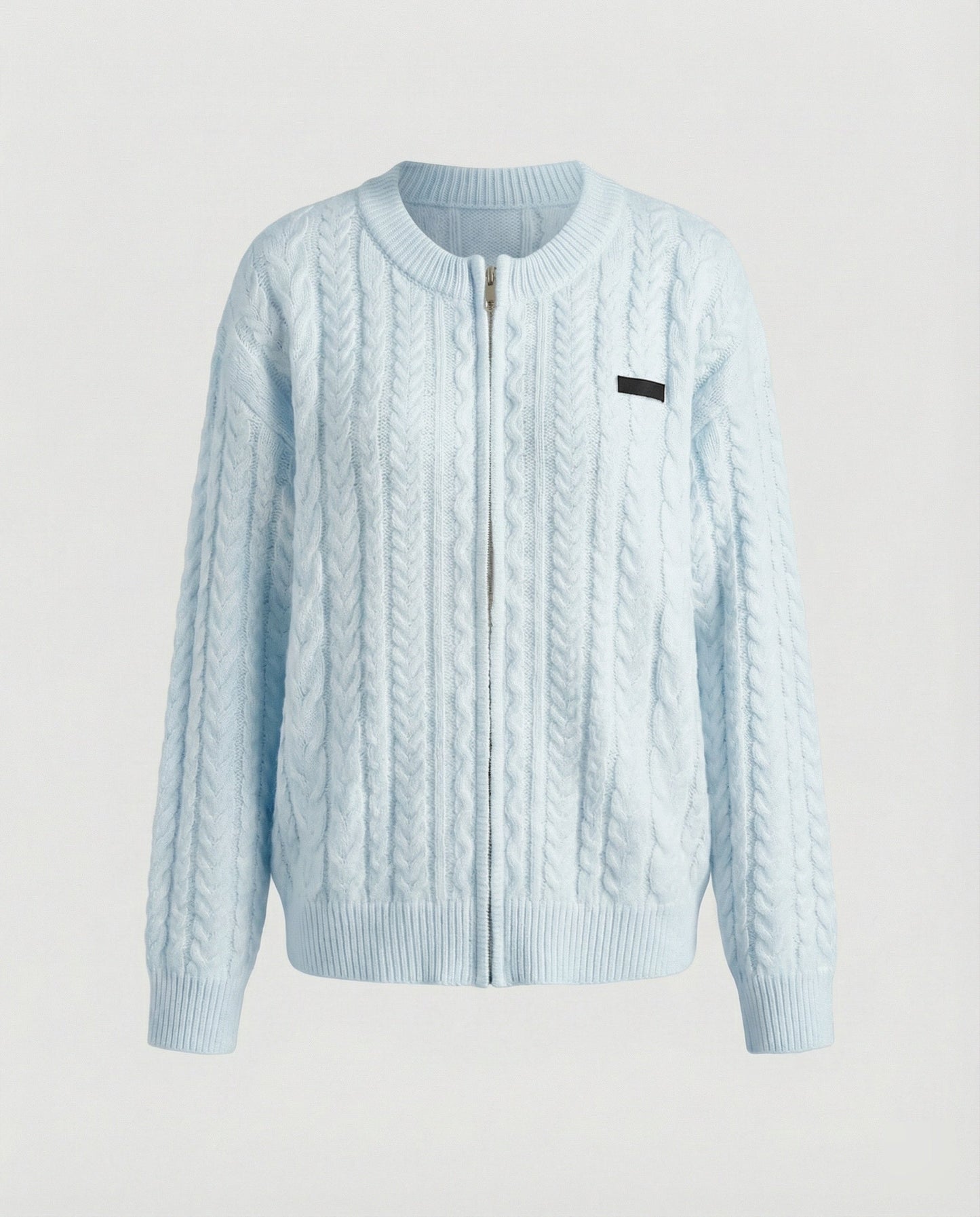 Strickblouson Damen Zopfmuster Überschnittene Schultern Rippenoptik