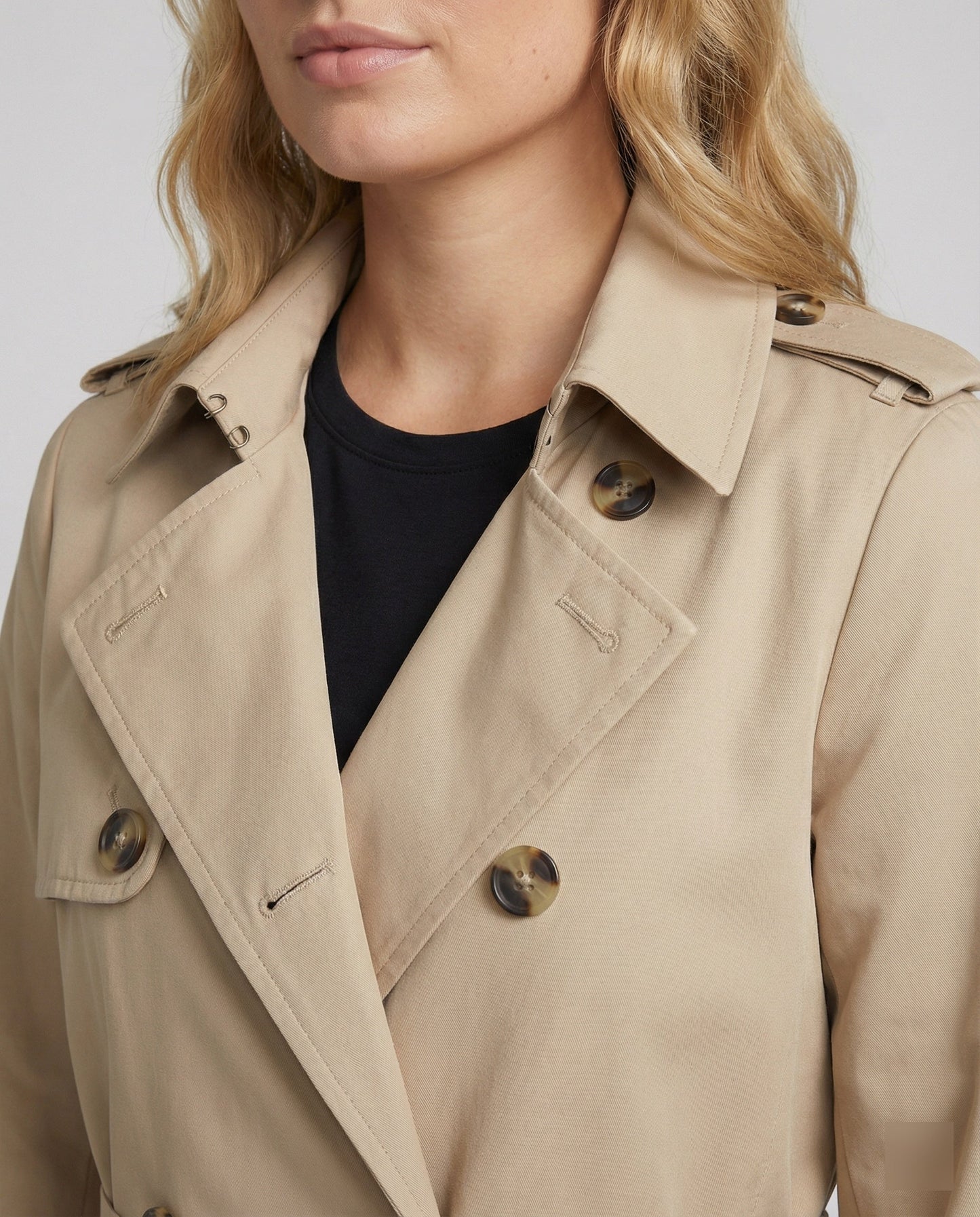 Damen Trenchcoat Tailliert Lang Mit Gürtel Modern