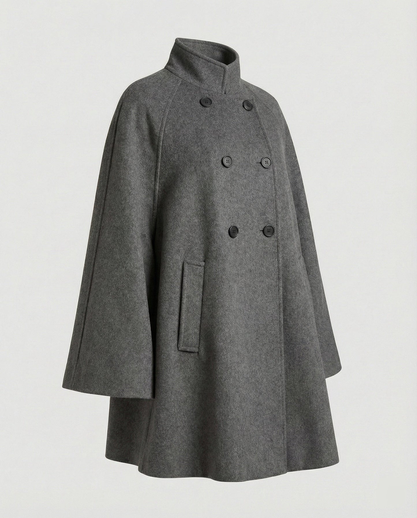 Damen Wollmix-Cape Stehkragen Asymmetrisch Winter