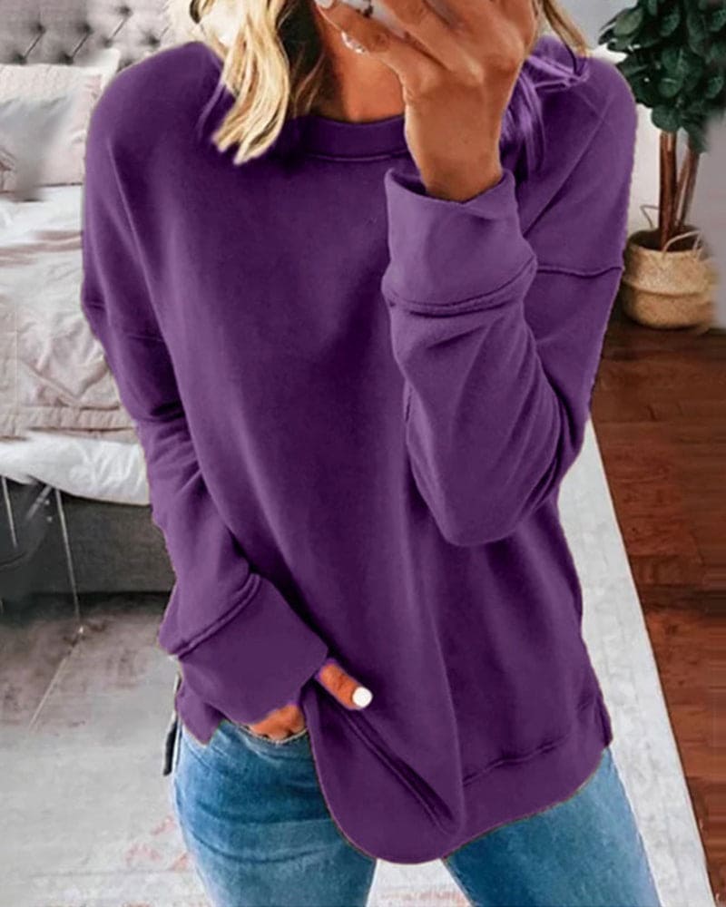 Damen Sweatshirt Weich Bequem Grau