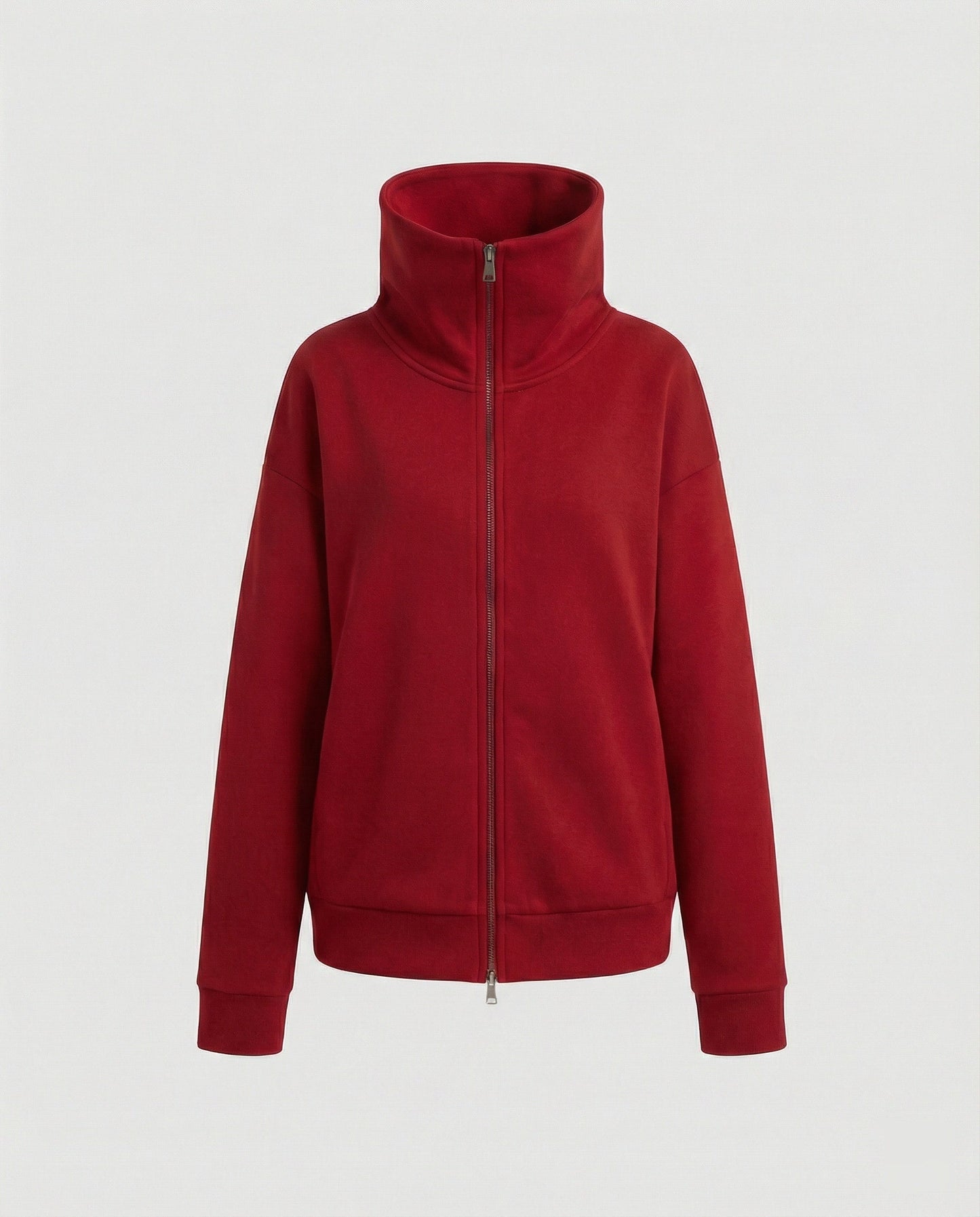 Damen Cardigan Strick Modern Doppelreißverschluss Hochkragen